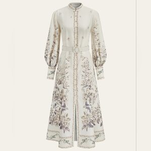 Commense Cream Floral Long Sleeve Dress